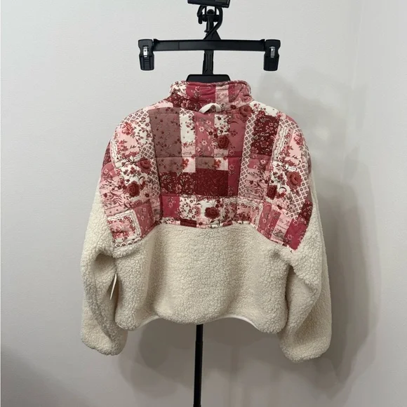 Altar'd State Pink Patchwork Sherpa Jacket with Cream Panels - Picture 6 of 6